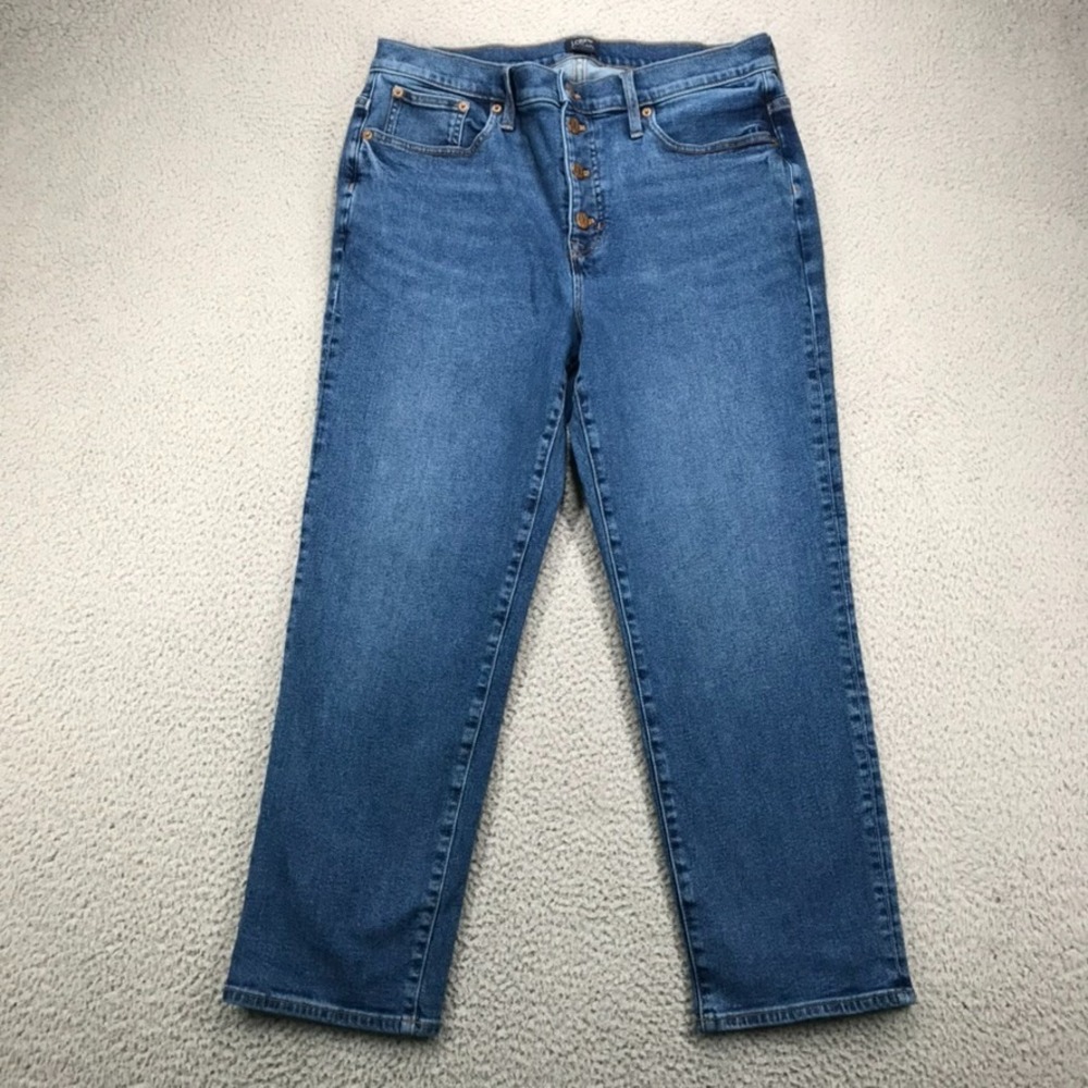 J.CREW Factory Jeans Womens 32 Blue Essential Straight Button Fly BX455 Denim